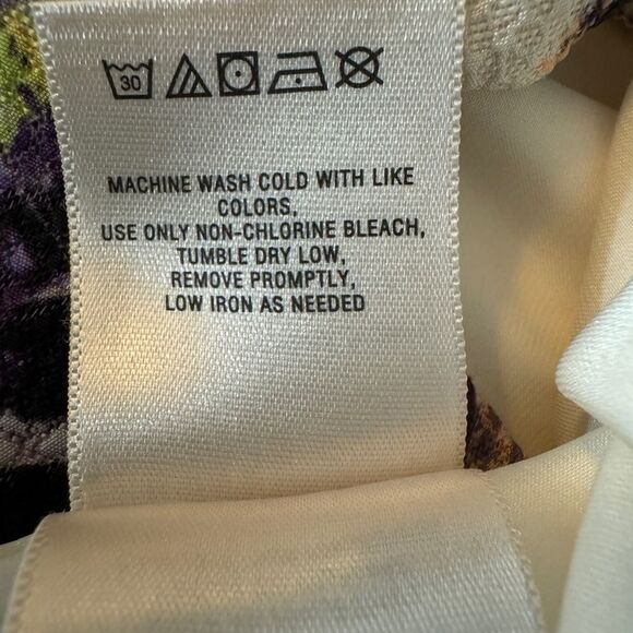 Anthropologie Cream Floral Mini Dress with Purple and Yellow Print - Picture 11 of 12